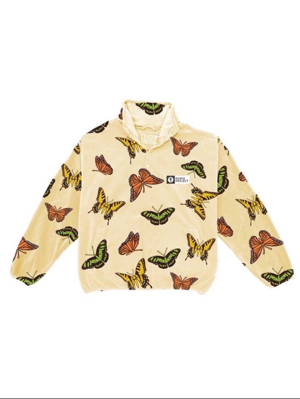 Parks Project Cream Fleece Pullover with Colorful Butterfly Print